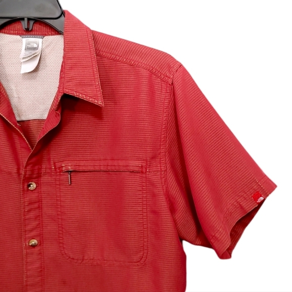 The North Face Rust Orange Modal Short Sleeve Collared Button Down Size Large - Picture 4 of 7